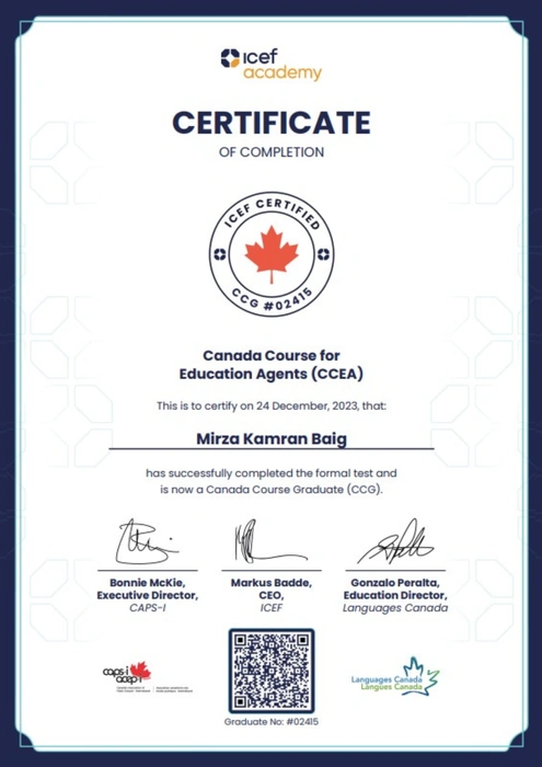 Certificates - visa icef